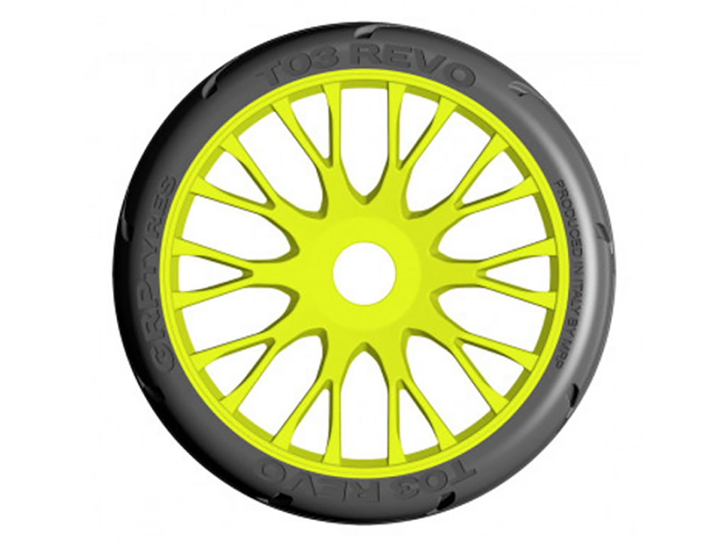 GRP GTX03-XB1 1:8 GT T03 Revo XB1 Ultra Soft Tires W/ 20 Spoked Black Wheels (Set Of 4)